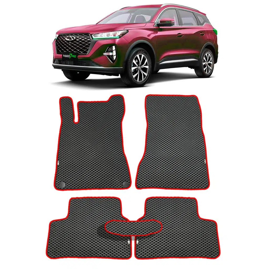 Bod Chery Tiggo 7 Pro/Max 3D Havuzlu Paspas Siyah 2023-Sonrası Fitil Rengi Kırmızı