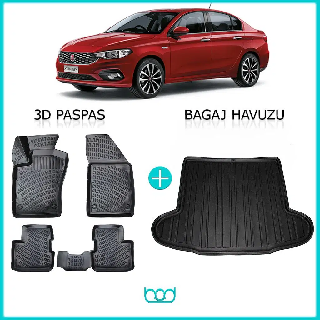 Bod Fiat Egea Sedan 3D Havuzlu Paspas ve Bagaj Havuzu Seti