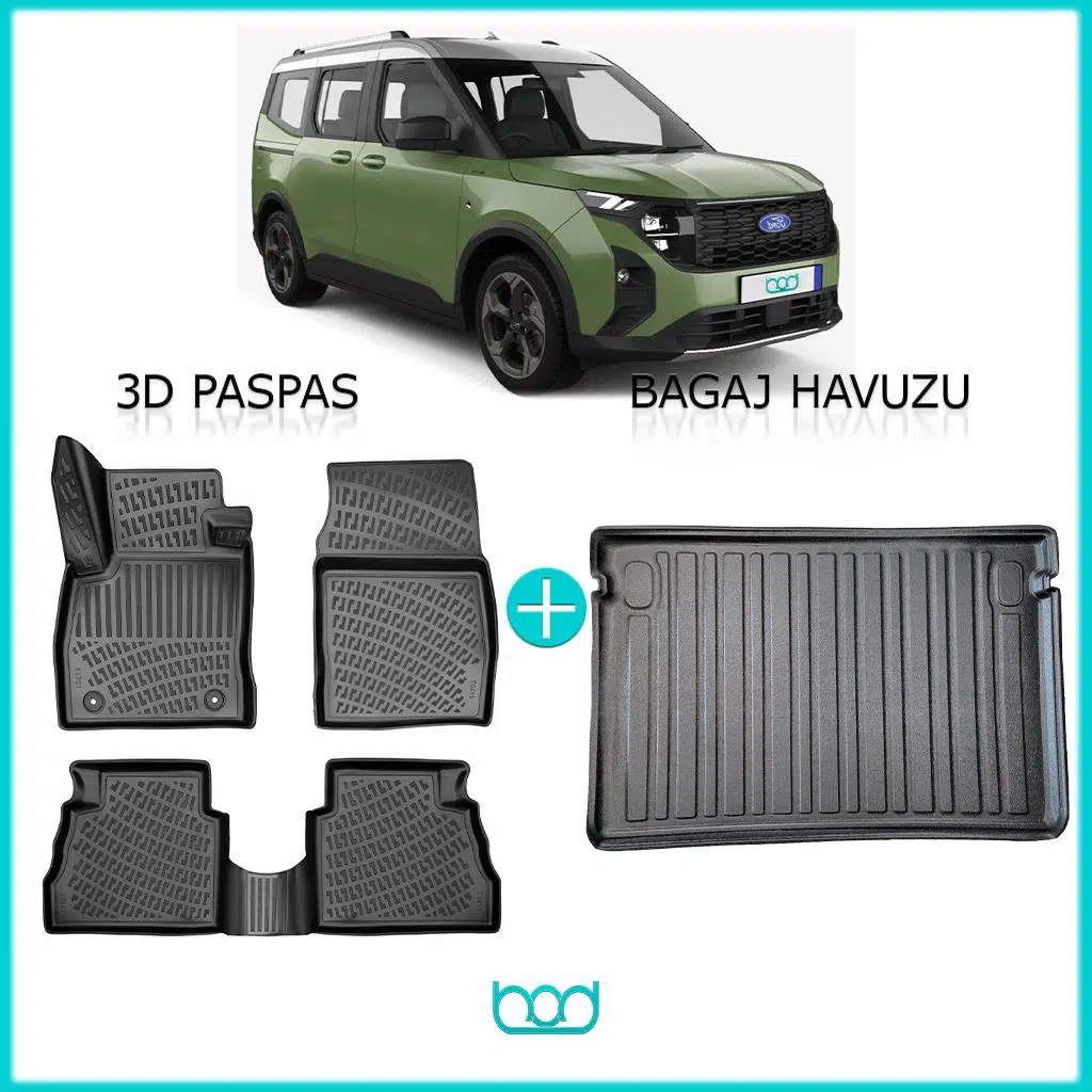 Bod Ford Courier 3D Havuzlu Paspas ve Bagaj Havuzu Seti 2024-Sonrası