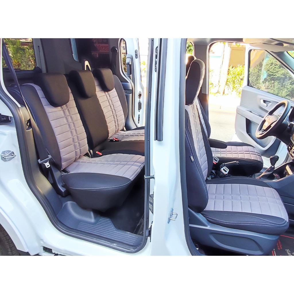 Bod Ford Tourneo Courier Araca Özel Oto Koltuk Kılıfı Alinda 2024-Sonrası Siyah-Füme