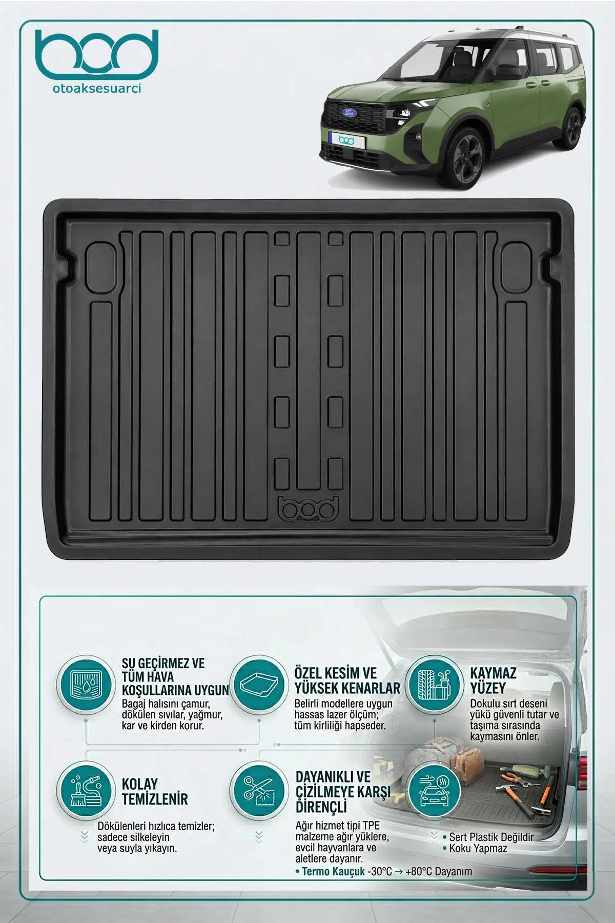Bod Ford Tourneo Courier Bagaj Havuzu Paspası 2024-Sonrası