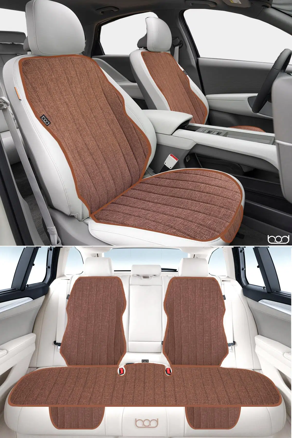 Bod Nysa Serisi Keten Oto Koltuk Koruyucu Minder Ön Arka Set Taba