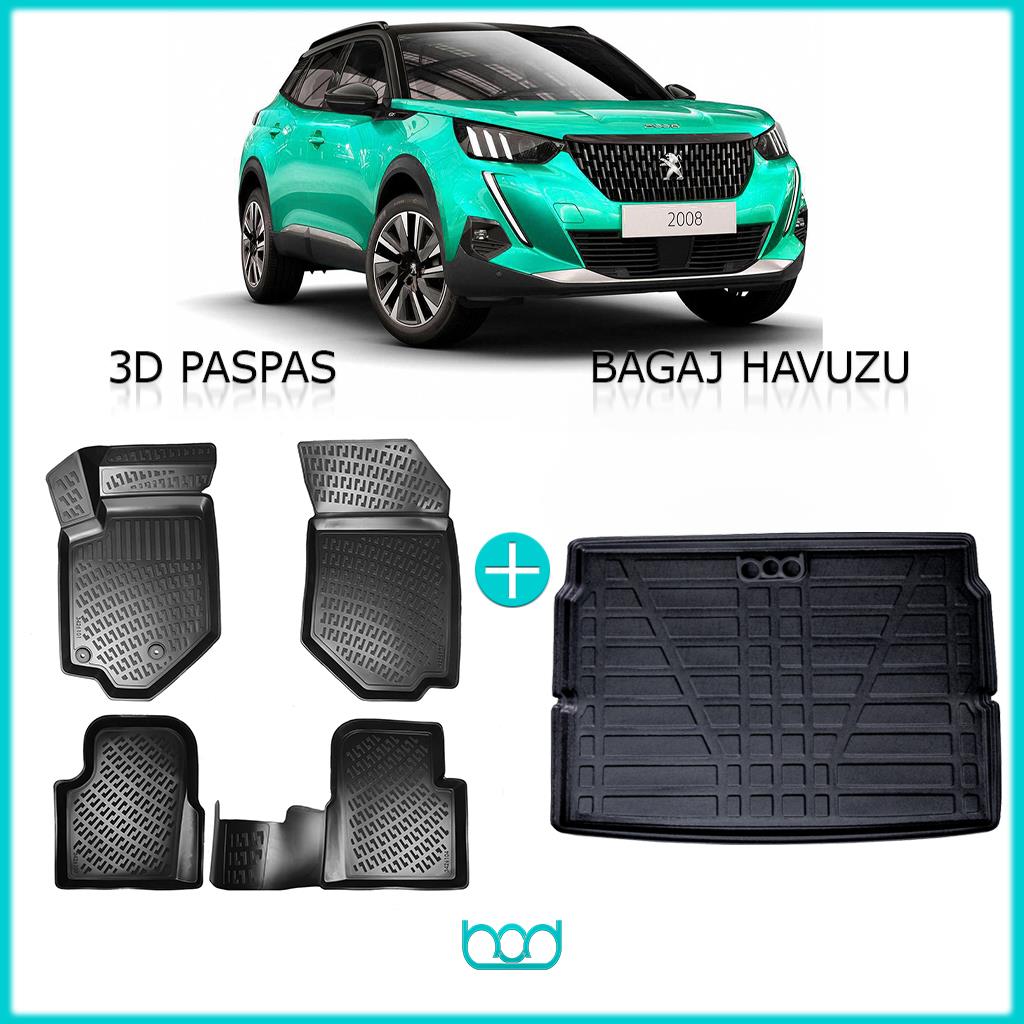 Bod Peugeot 2008 3D Havuzlu Paspas ve Bagaj Havuzu Seti 2020-Sonrası Üst Kısım