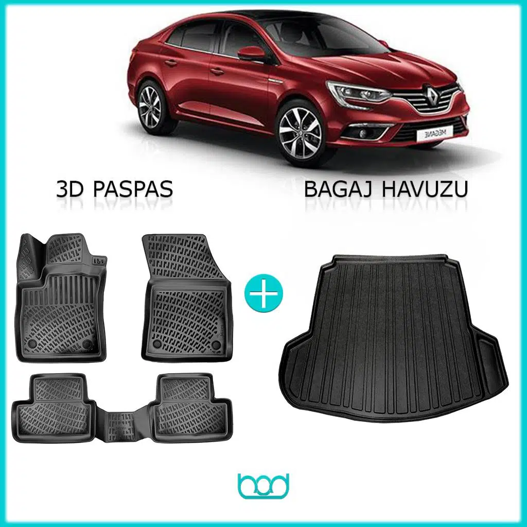 Bod Renault Megeane 4 Sedan 3D Havuzlu Paspas ve Bagaj Havuzu Seti