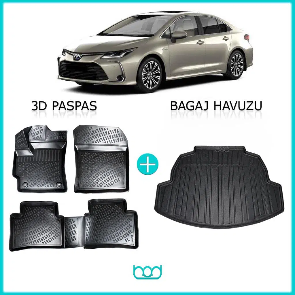 Bod Toyota Corolla Sedan 3D Havuzlu Paspas ve Bagaj Havuzu Seti 2019-Sonrası