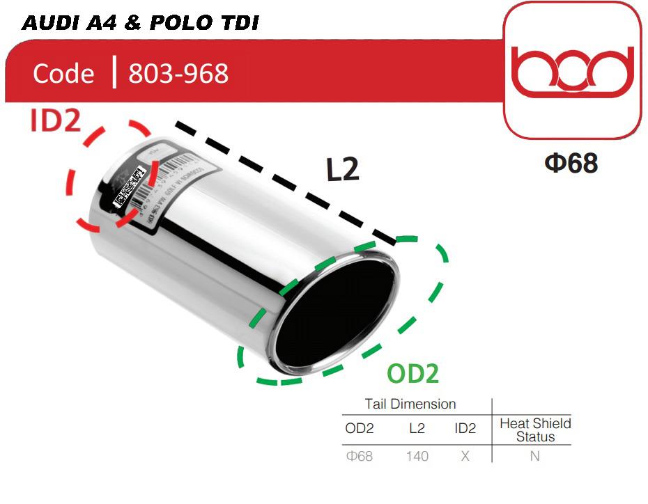 Egzoz Ucu 803-968 Audi A4,Polo Tdi,Golf 6,7 1.2 Tsi