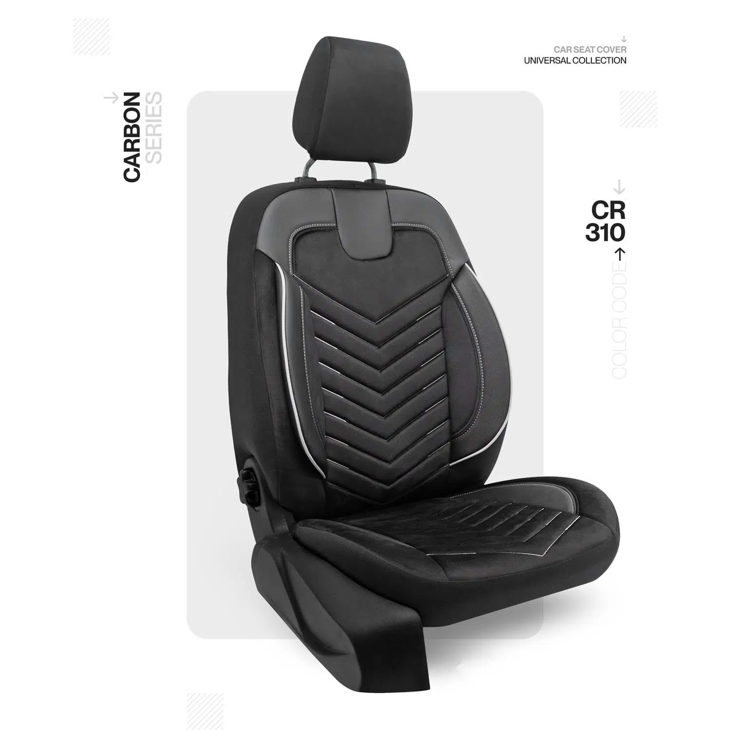 Universal Carbon Serisi Oto Koltuk Kılıf Siyah-Beyaz İp