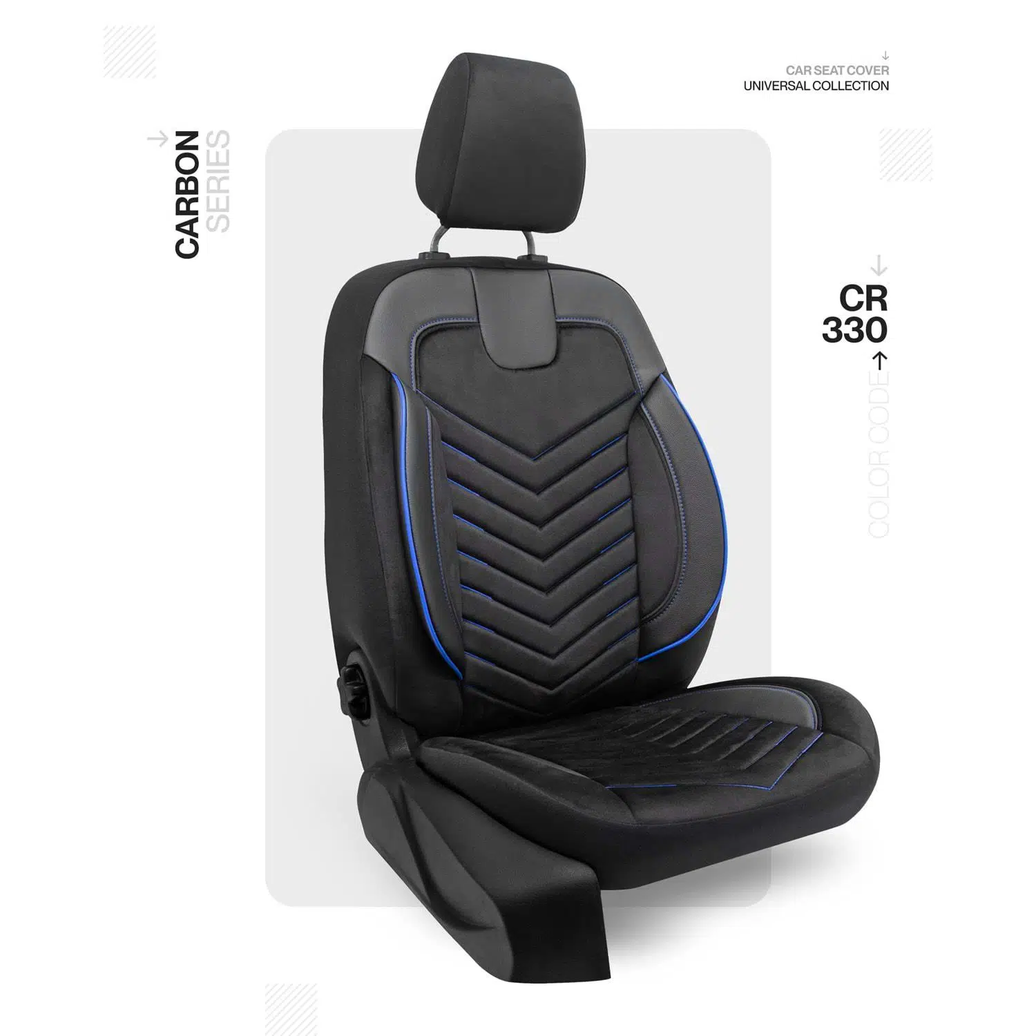 Universal Carbon Serisi Oto Koltuk Kılıf Siyah-Mavi İp