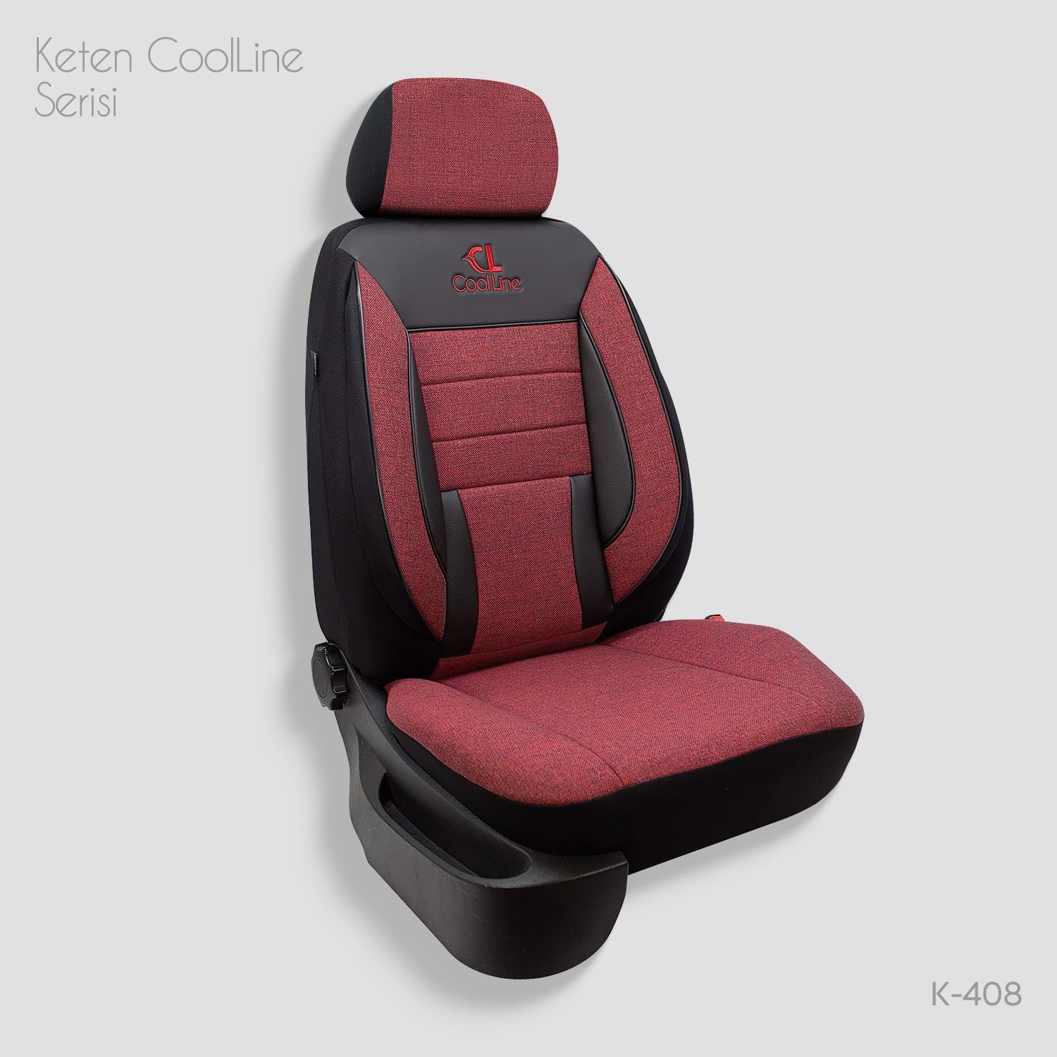 Universal Coolline Serisi Oto Koltuk Kılıf Keten Kırmızı-Siyah