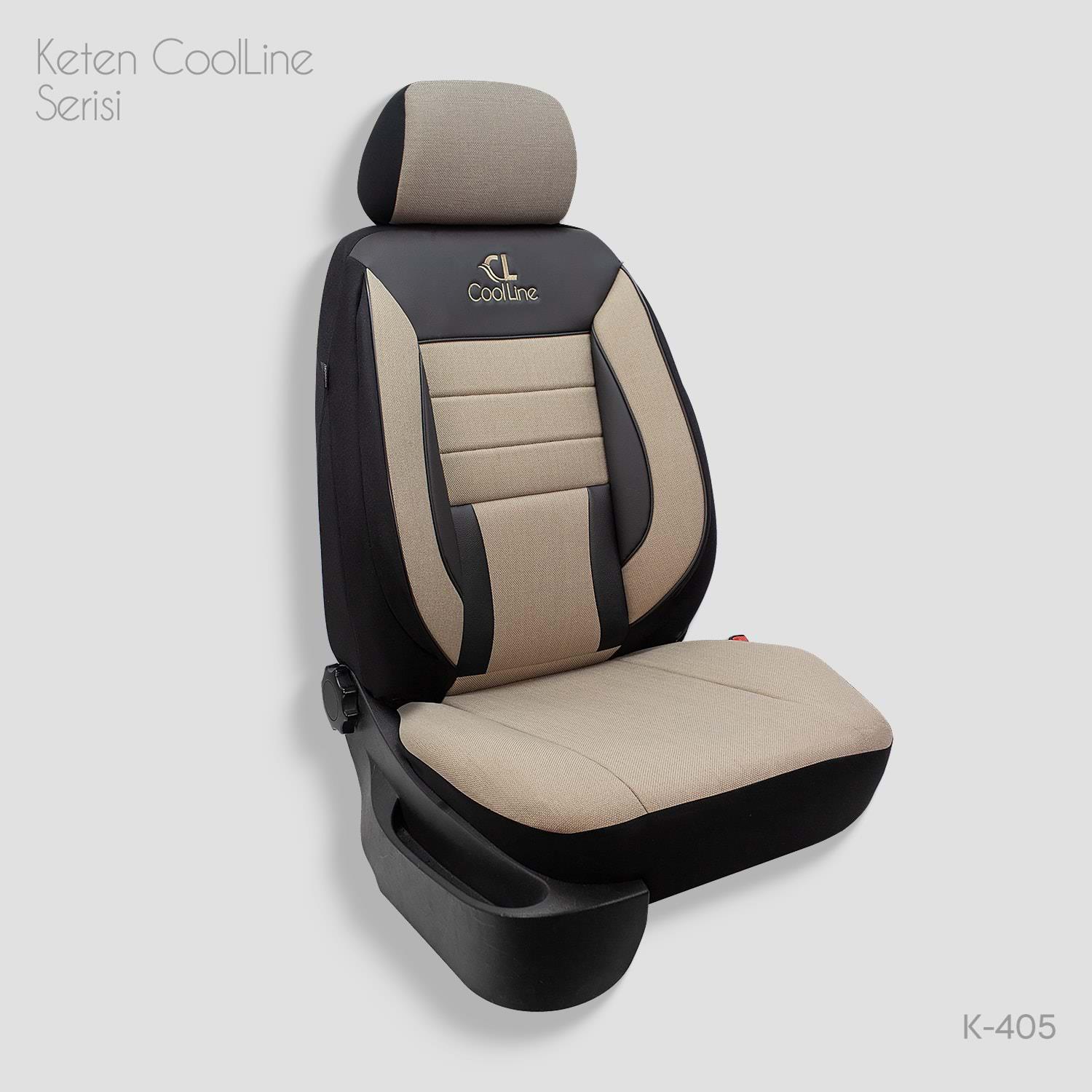 Universal Coolline Serisi Oto Koltuk Kılıf Keten Krem-Siyah