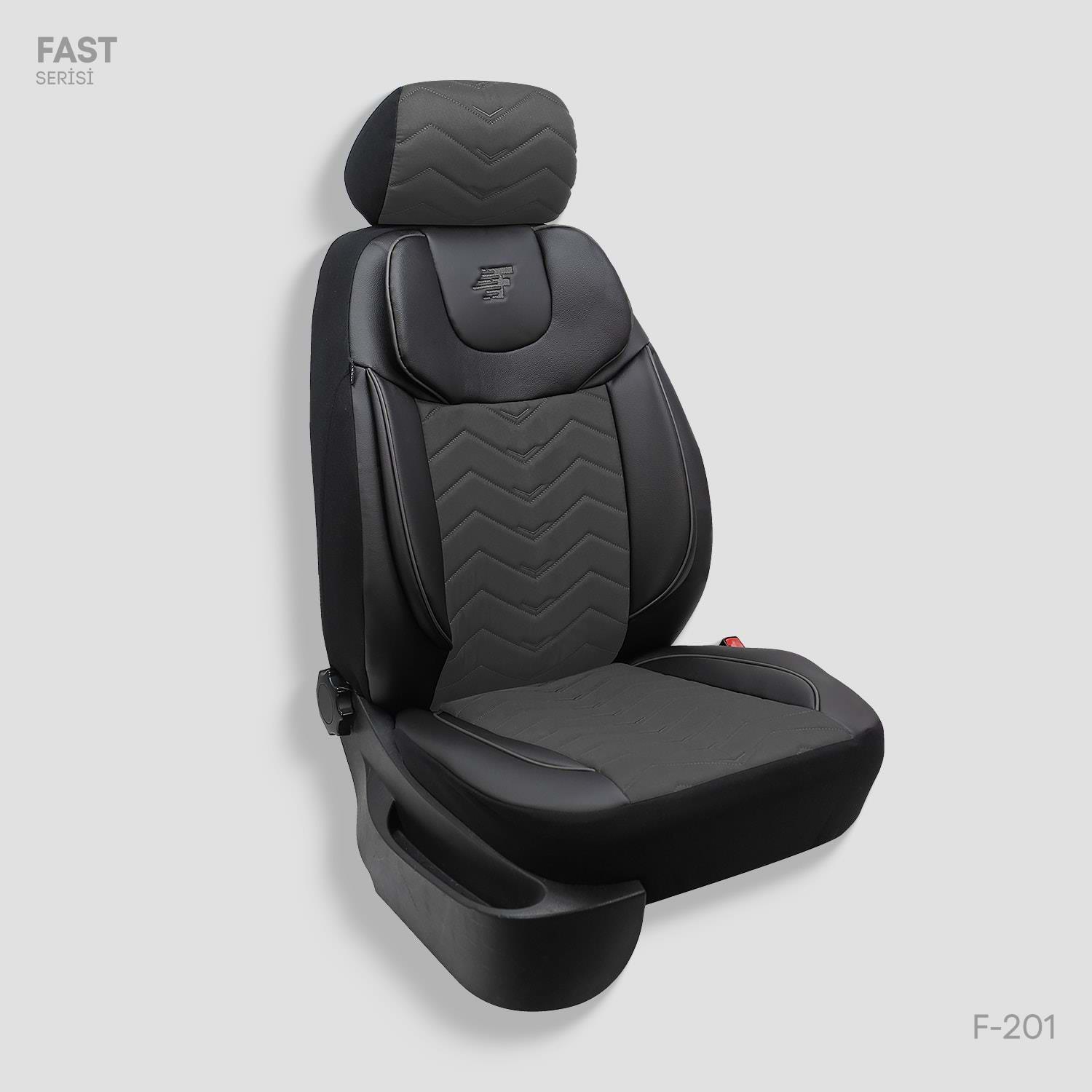 Universal Fast Serisi Oto Koltuk Kılıf Füme-Siyah