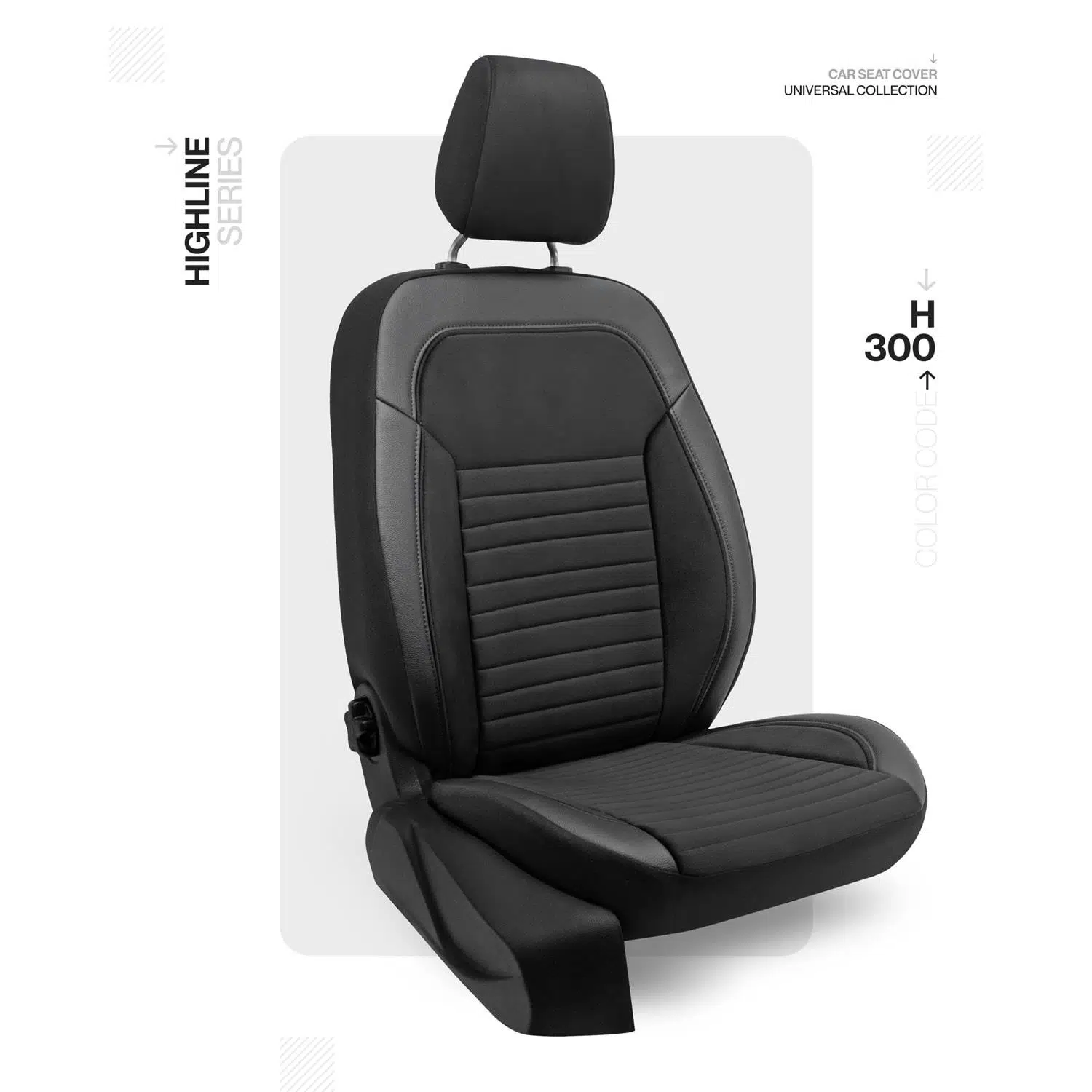 Universal Highline Serisi Oto Koltuk Kılıf Baby Face Siyah-Siyah İp