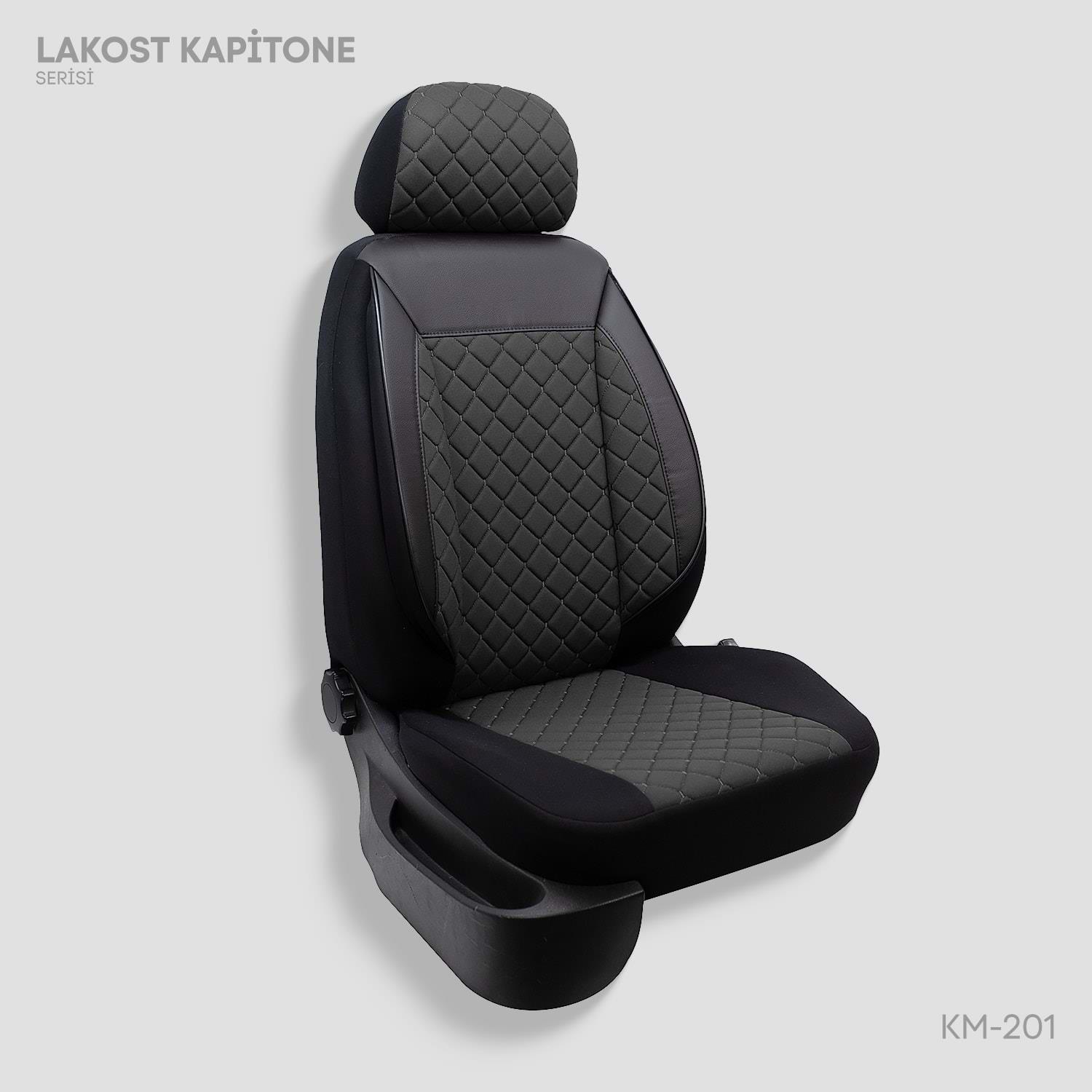 Universal Kapitone-Lakost(Milenyum) Serisi Oto Koltuk Kılıf Füme-Siyah