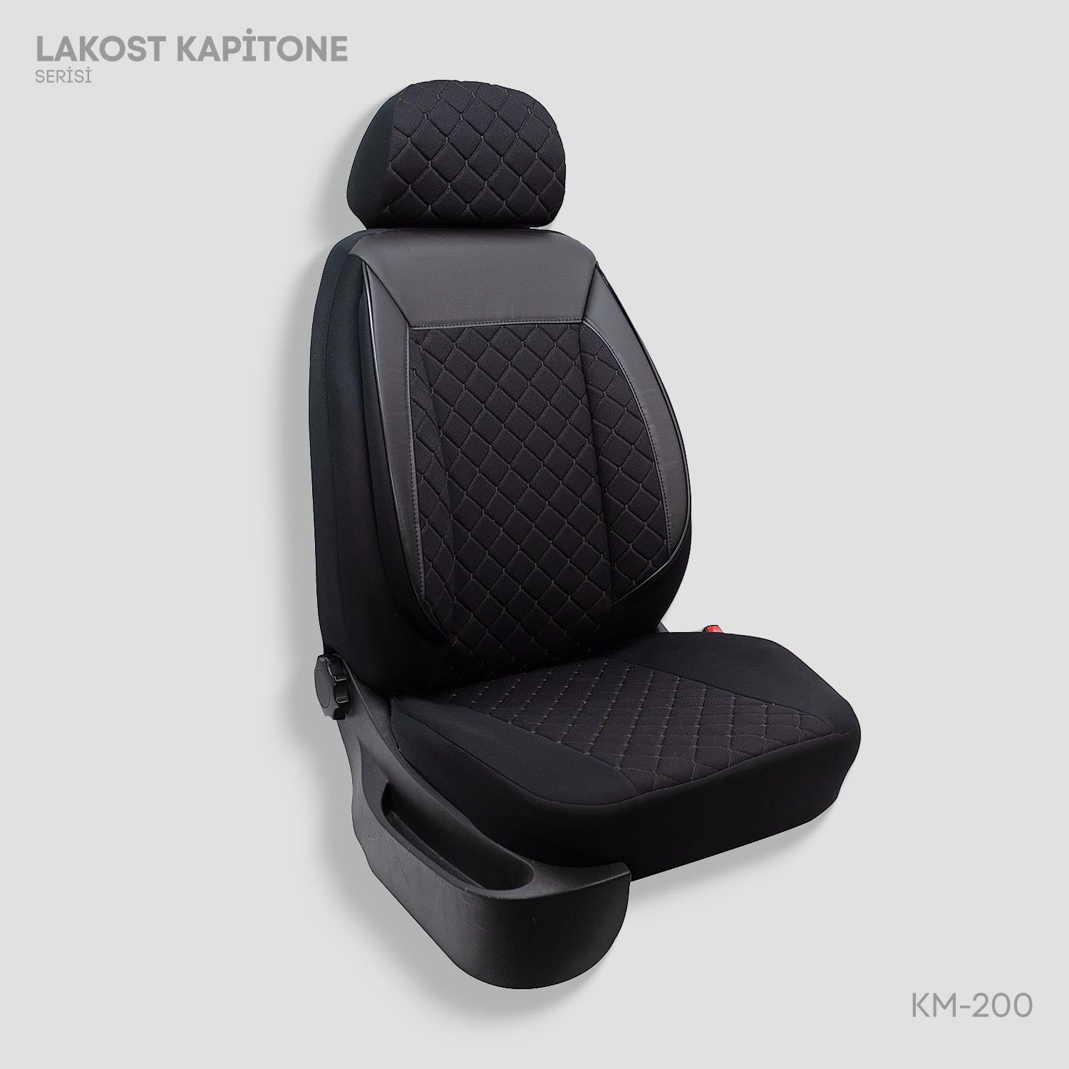 Universal Kapitone-Lakost(Milenyum) Serisi Oto Koltuk Kılıf Siyah-Siyah İp